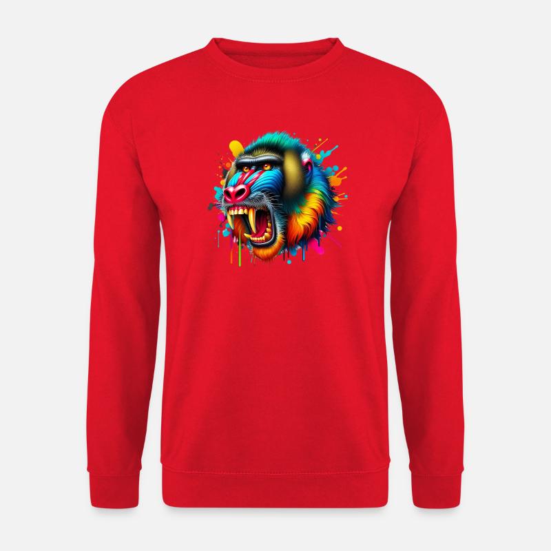 Mandrill-Affe - Unisex Pullover - Rot