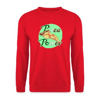 Pizza Power Super Powers Energy Slice UK - Unisex Sweatshirt - red - Front - Alina (178cm) & Michal (187cm)