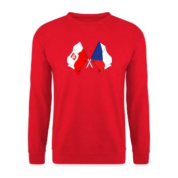 Flagge Polen, Tschechische Republik - Unisex Pullover - Rot - Vorne - Alina (178cm) & Michal (187cm)