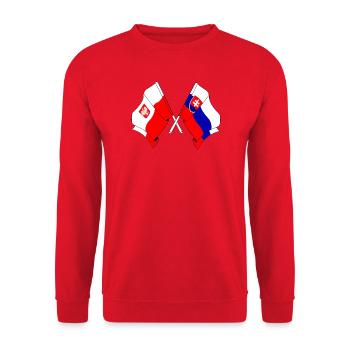 Flagge Polen, Slowakei - Unisex Pullover - Rot - Vorne - Alina (178cm) & Michal (187cm)