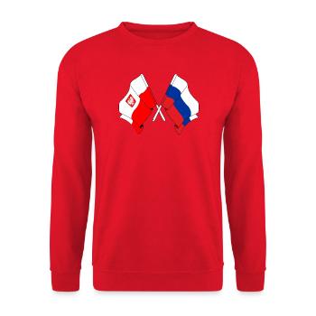 Drapeau Pologne, Russie - Sweat-shirt Unisexe - rouge - Devant - Alina (178cm) & Michal (187cm)