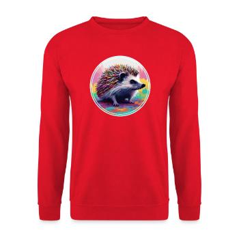 Colorful Digital Art - Hedgehog - Unisex Sweatshirt - red - Front - Alina (178cm) & Michal (187cm)