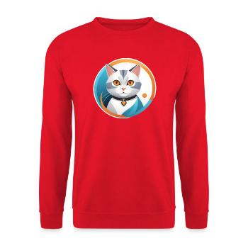 Chatty Cat Illustration - Sweat-shirt Unisexe - rouge - Devant - Alina (178cm) & Michal (187cm)