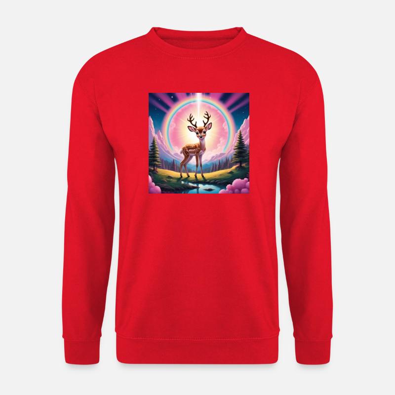 Reh mit Regenbogen - Unisex Pullover - Rot
