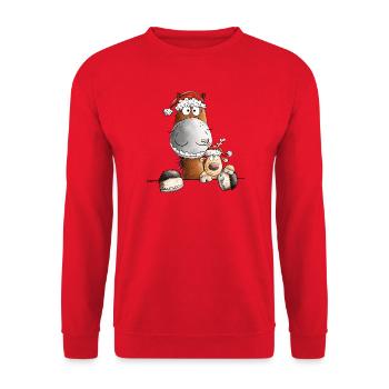 Weihnachten Pferd Und Rentier - Unisex Pullover - Rot - Vorne - Alina (178cm) & Michal (187cm)