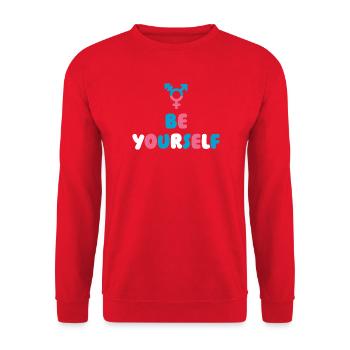 LGBT Pride Month - Transgender. Sei du selbst - Unisex Pullover - Rot - Vorne - Alina (178cm) & Michal (187cm)