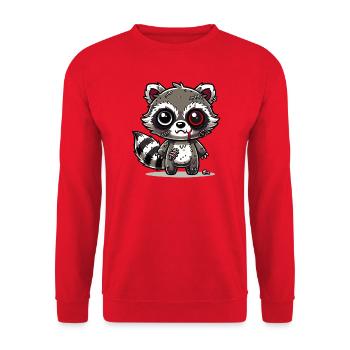 gruseliger Zombie-Waschbär für Halloween Spaß - Unisex Pullover - Rot - Vorne - Alina (178cm) & Michal (187cm)