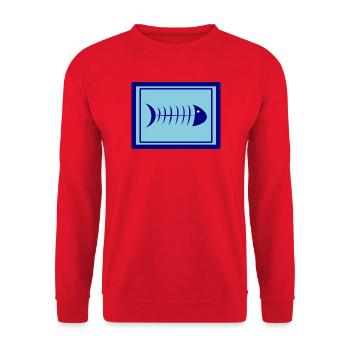 SARDINE. FISH. APRIL FOOL. EASTER. SEA - Unisex Sweatshirt - red - Front - Alina (178cm) & Michal (187cm)