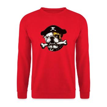 Pirate Bulldog Dog - Unisex Sweatshirt - red - Front - Alina (178cm) & Michal (187cm)