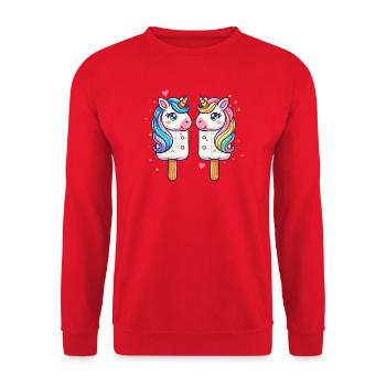 colourful unicorn ice cream motif for summer - Unisex Sweatshirt - red - Front - Alina (178cm) & Michal (187cm)