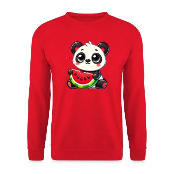 L’adorable panda déguste un morceau de pastèque - Sweat-shirt Unisexe - rouge - Devant - Alina (178cm) & Michal (187cm)
