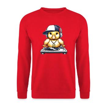 motif de nana cool en tant que DJ avec des écouteurs - Sweat-shirt Unisexe - rouge - Devant - Alina (178cm) & Michal (187cm)