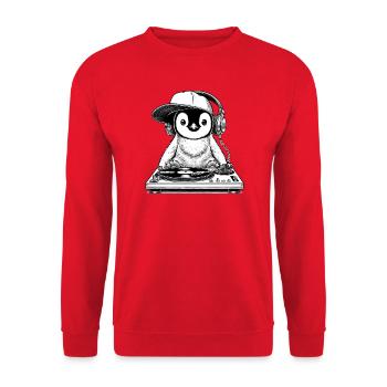 motif de pingouin cool en tant que DJ avec des écouteurs - Sweat-shirt Unisexe - rouge - Devant - Alina (178cm) & Michal (187cm)