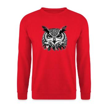 Owl - Unisex Sweatshirt - red - Front - Alina (178cm) & Michal (187cm)
