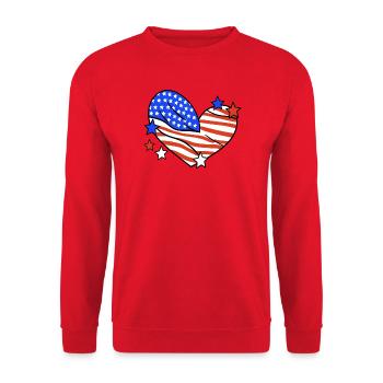 Amerikanische Flagge Herz 4. Juli - Unisex Pullover - Rot - Vorne - Alina (178cm) & Michal (187cm)