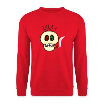 Smoking Is Toxic - Skull Emoticon - Unisex Sweatshirt - red - Front - Alina (178cm) & Michal (187cm)