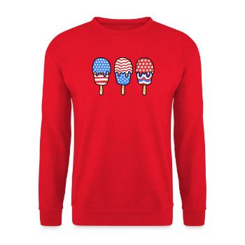 Eis am Stiel amerikanische Flagge 4. Juli - Unisex Pullover - Rot - Vorne - Alina (178cm) & Michal (187cm)