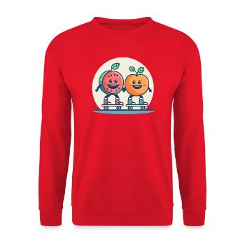 Roller skateboarding, fun and fruit - Unisex Sweatshirt - red - Front - Alina (178cm) & Michal (187cm)