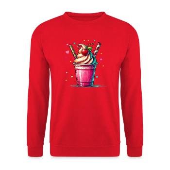 Seductive Cherry Dreams: Cherry Milkshake - Unisex Sweatshirt - red - Front - Alina (178cm) & Michal (187cm)