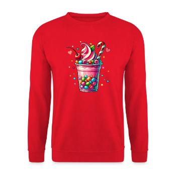 Pleasure for the Senses: Candy Milkshake Mug - Unisex Sweatshirt - red - Front - Alina (178cm) & Michal (187cm)
