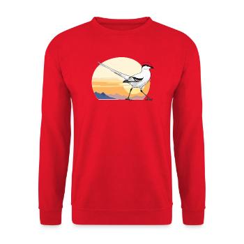 Vogel im Sonnenaufgang - Unisex Pullover - Rot - Vorne - Alina (178cm) & Michal (187cm)
