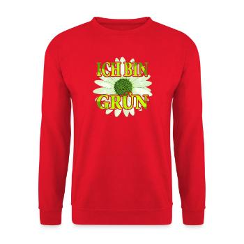 ich bin Grün - Margarite Blume - Unisex Pullover - Rot - Vorne - Alina (178cm) & Michal (187cm)