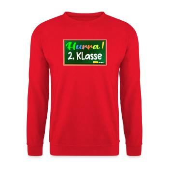 Grundschule 2. Klasse HURRA - Unisex Pullover - Rot - Vorne - Alina (178cm) & Michal (187cm)