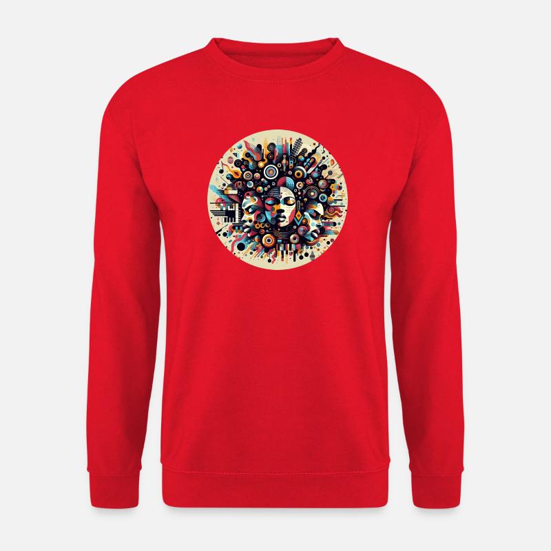 Chromatische Symphonie im Afro-Stil - Unisex Pullover - Rot