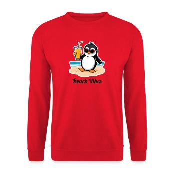 Casual beach penguin – summer holiday feeling - Unisex Sweatshirt - red - Front - Alina (178cm) & Michal (187cm)