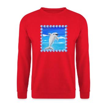 Cheeky Dolphin - Sonja Ariel von Staden - Unisex Sweatshirt - red - Front - Alina (178cm) & Michal (187cm)