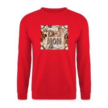 Hundemama Leoparden Muster - Unisex Pullover - Rot - Vorne - Alina (178cm) & Michal (187cm)
