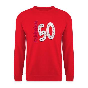 Félicitations 50ème anniversaire - Sweat-shirt Unisexe - rouge - Devant - Alina (178cm) & Michal (187cm)