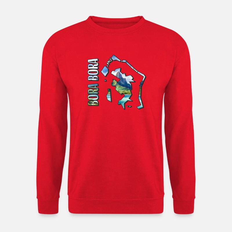 Aquarell Landkarte Bora Bora - Unisex Pullover - Rot