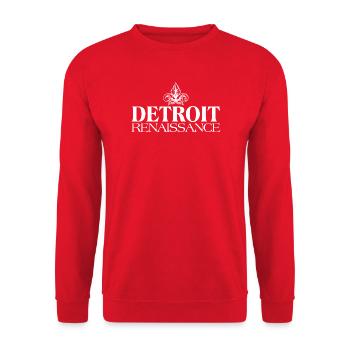 Wappen der Renaissance von Detroit - Unisex Pullover - Rot - Vorne - Alina (178cm) & Michal (187cm)