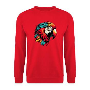 Papagei - Unisex Pullover - Rot - Vorne - Alina (178cm) & Michal (187cm)