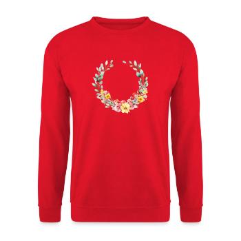 Colorful, flower wreath, customizable - Unisex Sweatshirt - red - Front - Alina (178cm) & Michal (187cm)