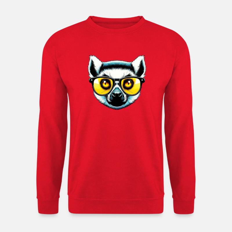 Lemur mit Sonnenbrille - Unisex Pullover - Rot