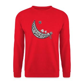 Mond mit Rankenornament - Unisex Pullover - Rot - Vorne - Alina (178cm) & Michal (187cm)