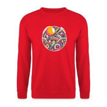 Neon Geometry — Orbit Bloom - Unisex Pullover - Rot - Vorne - Alina (178cm) & Michal (187cm)