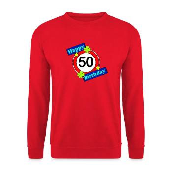 50.Birthday , 50 Years , Happy Birthday 50 (25) - Unisex Sweatshirt - red - Front - Alina (178cm) & Michal (187cm)