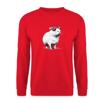 Capybara Rodent with Sunglasses Animal Gift - Unisex Sweatshirt - red - Front - Alina (178cm) & Michal (187cm)