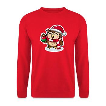 Wise Owl Christmas Cheer - Unisex Sweatshirt - red - Front - Alina (178cm) & Michal (187cm)