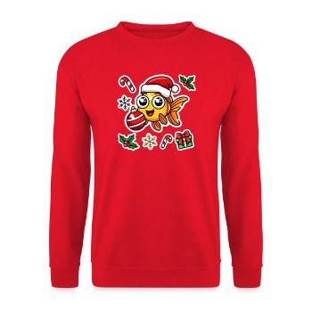 Goldfish Christmas Swim - Unisex Pullover - Rot - Vorne - Alina (178cm) & Michal (187cm)
