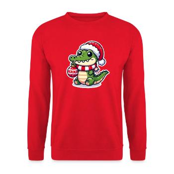 Jolly Crocodile Clemens - Unisex Sweatshirt - red - Front - Alina (178cm) & Michal (187cm)