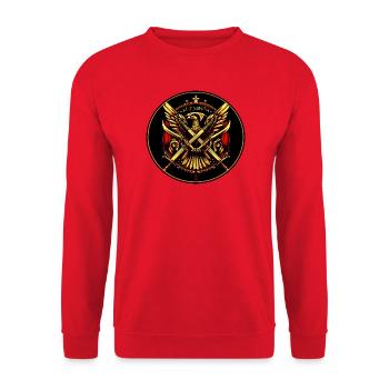 Phönix Doppelschwert Wappen - Legio X Gemina - Unisex Pullover - Rot - Vorne - Alina (178cm) & Michal (187cm)