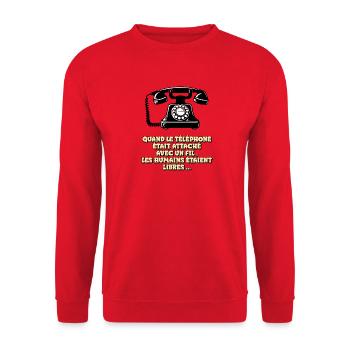 Quand le téléphone avait un fil - Sweat-shirt Unisexe - rouge - Devant - Alina (178cm) & Michal (187cm)