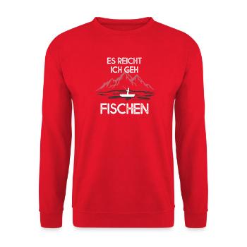 Es reicht, ich geh fischen – lustiger Angelspruch - Unisex Pullover - Rot - Vorne - Alina (178cm) & Michal (187cm)