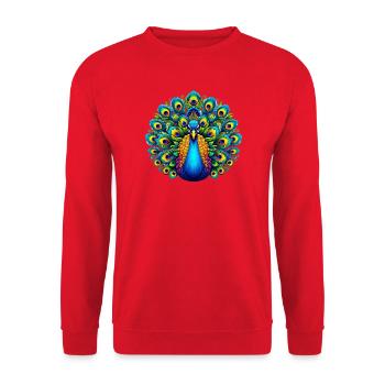 Pfau - Unisex Pullover - Rot - Vorne - Alina (178cm) & Michal (187cm)