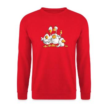 Funny Chickens for Chicken Lovers - Unisex Sweatshirt - red - Front - Alina (178cm) & Michal (187cm)