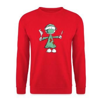 Arzt Chirurg Strichmännchen Berufe Cartoon - Unisex Pullover - Rot - Vorne - Alina (178cm) & Michal (187cm)